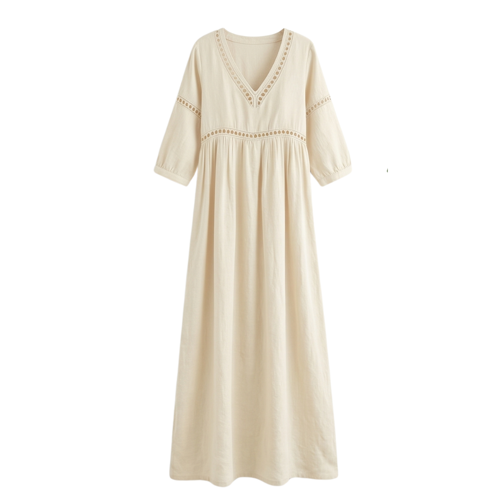 Crochet Trim Midi Dress
