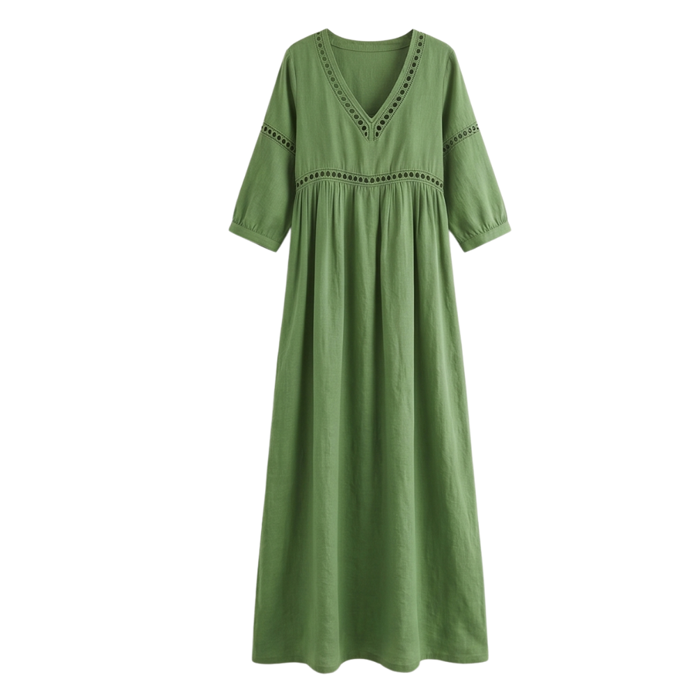 Crochet Trim Midi Dress
