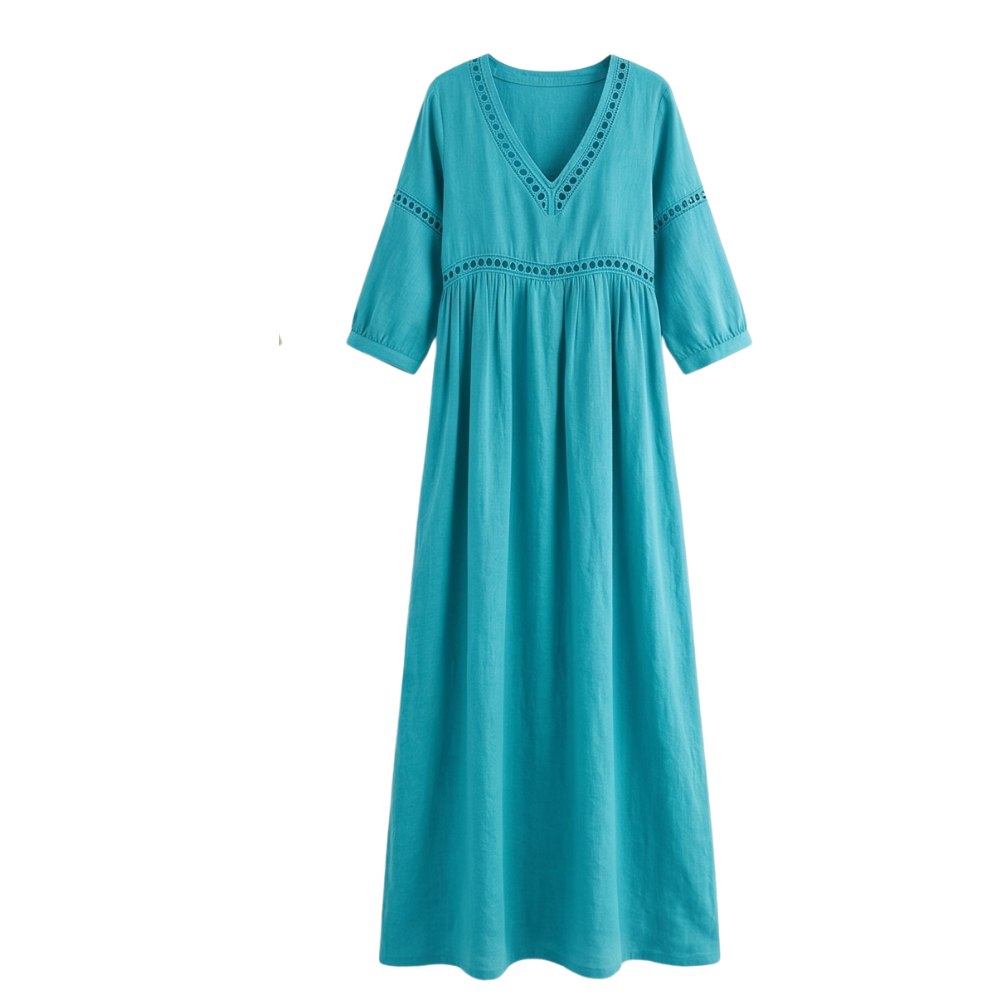 Crochet Trim Midi Dress