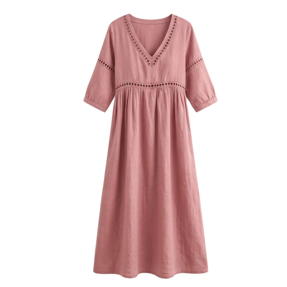 Crochet Trim Midi Dress
