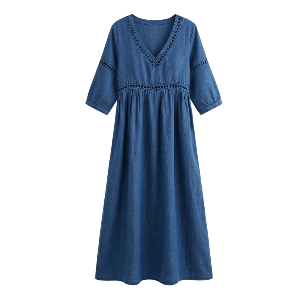 Crochet Trim Midi Dress