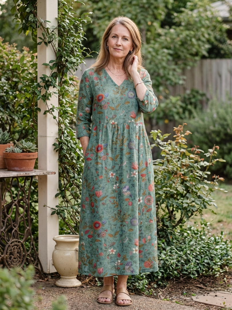 MARGARET | FLORAL V-NECK MAXI DRESS