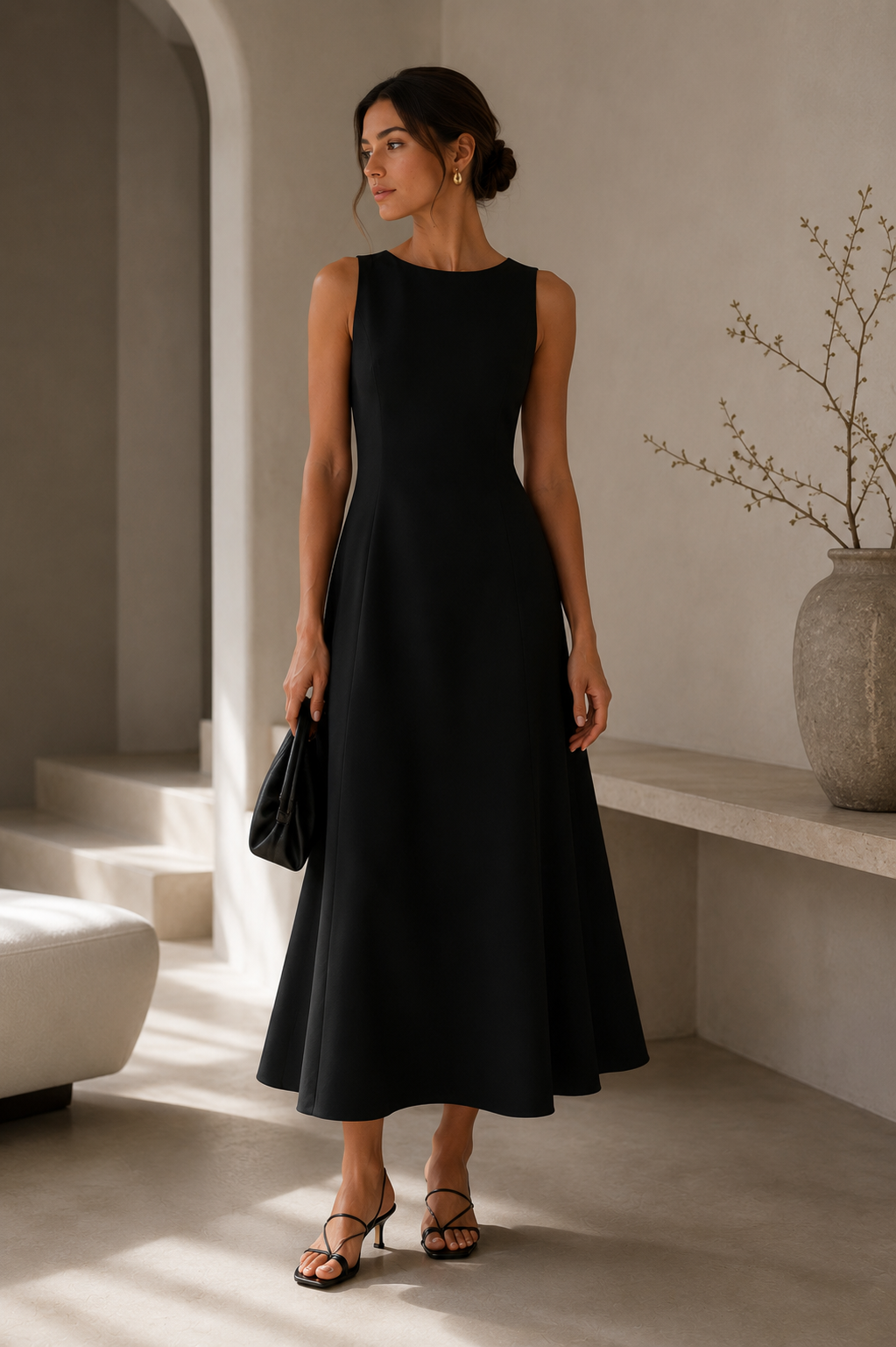 Minimalist French Midi Dress