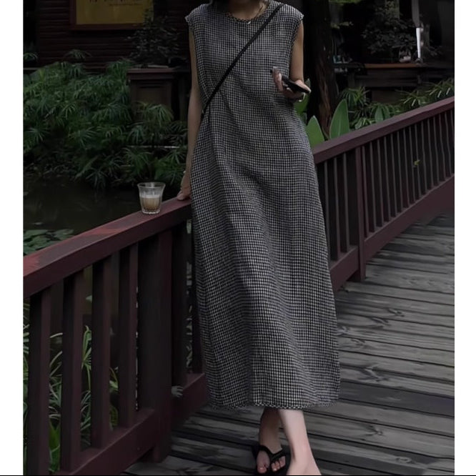 Retro Checkered Sleeveless Dress