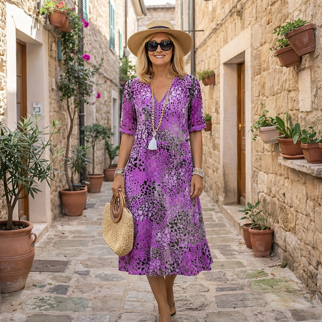RACHEL | ELEGANT PRINTED MIDI DRESS