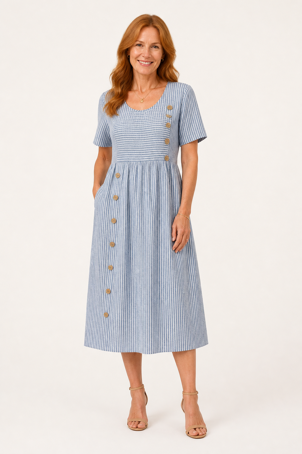 Riviera Striped Midi Dress