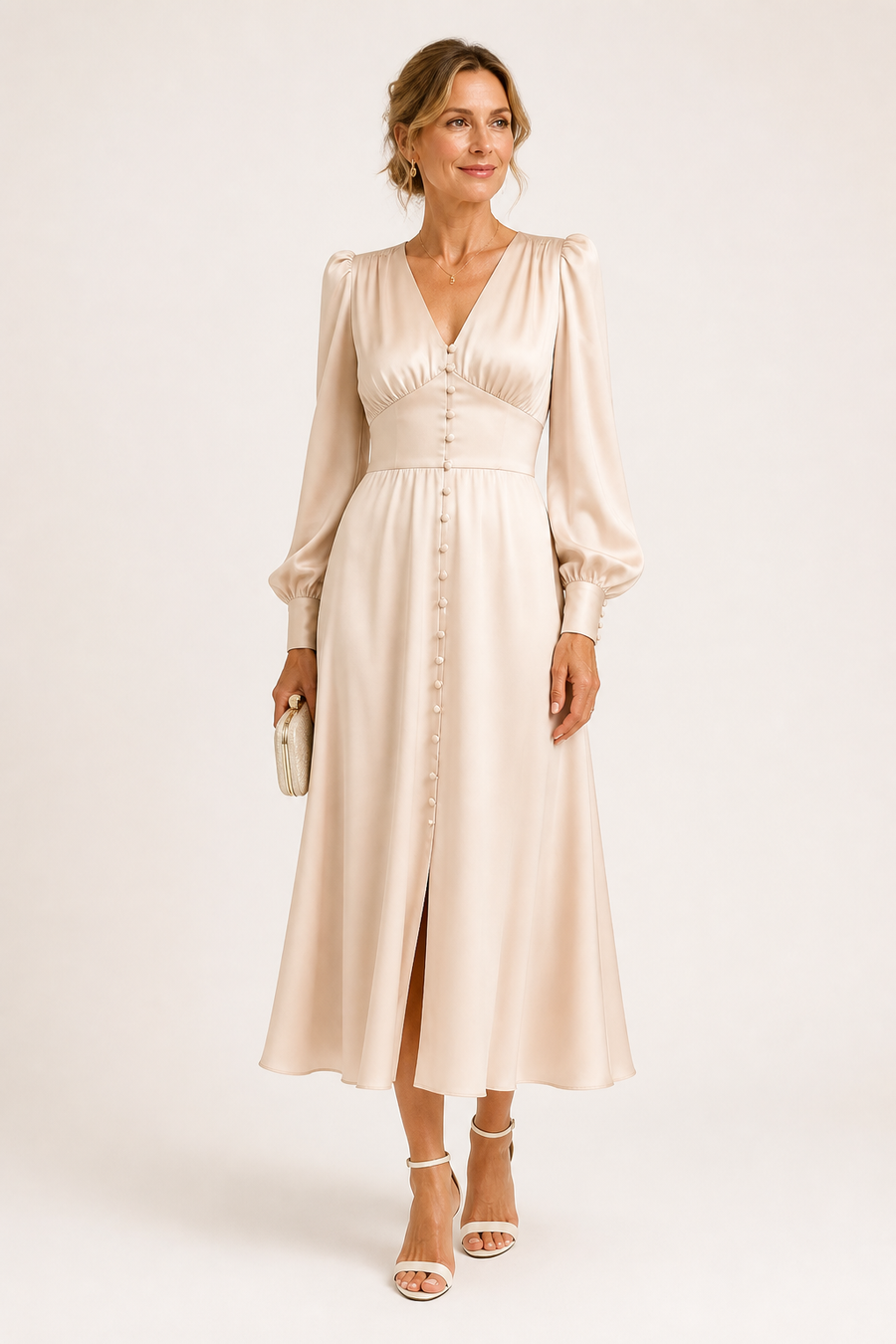 V Neck Midi Dress
