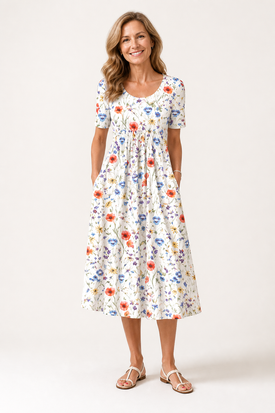 Short Sleeve Midi Dress