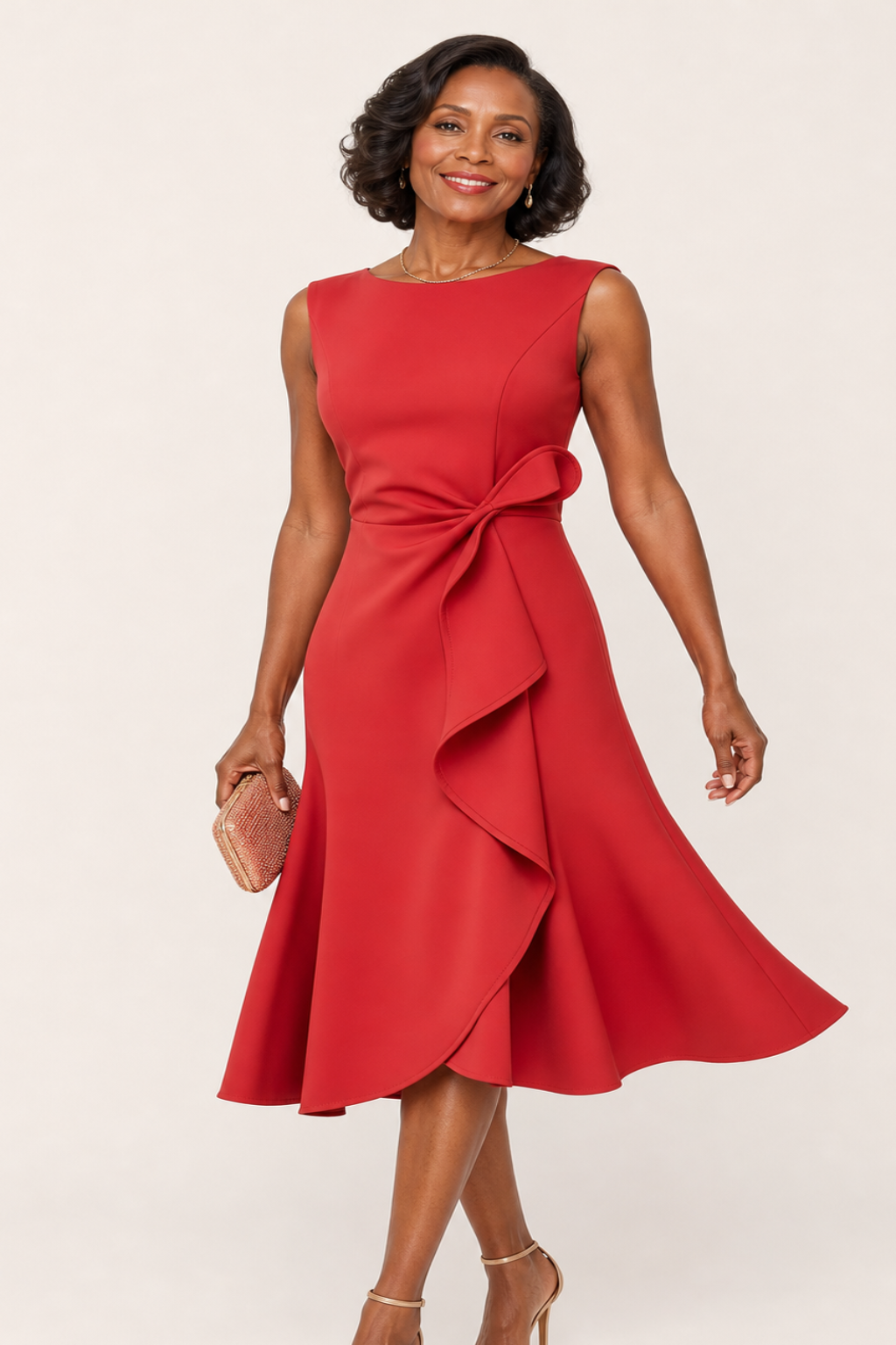 Sleeveless A-line Midi Dress