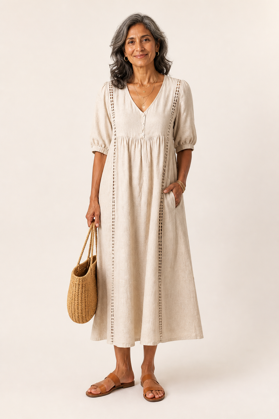 Summer Midi Dress with Pockets