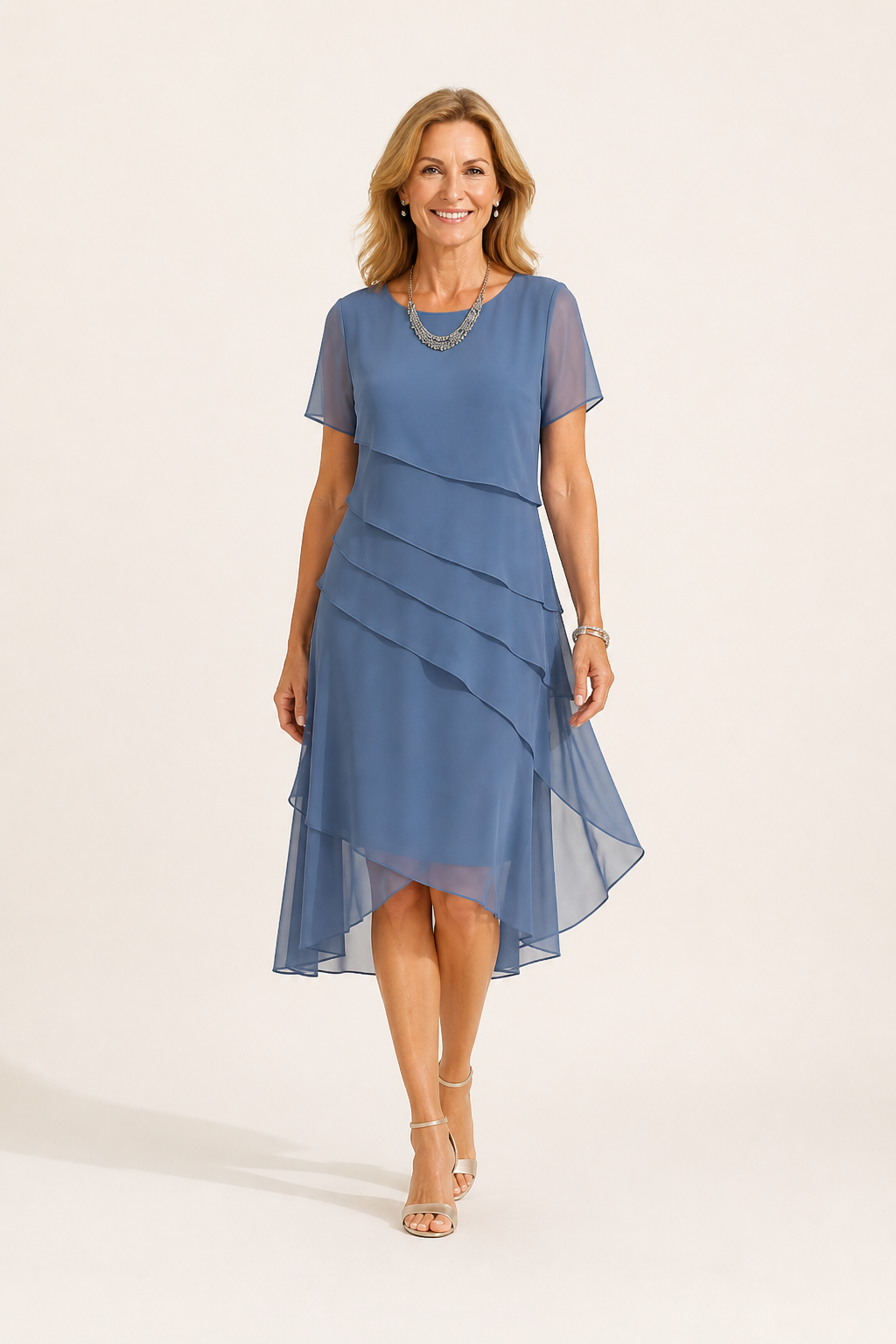 Tiered Chiffon Midi Dress