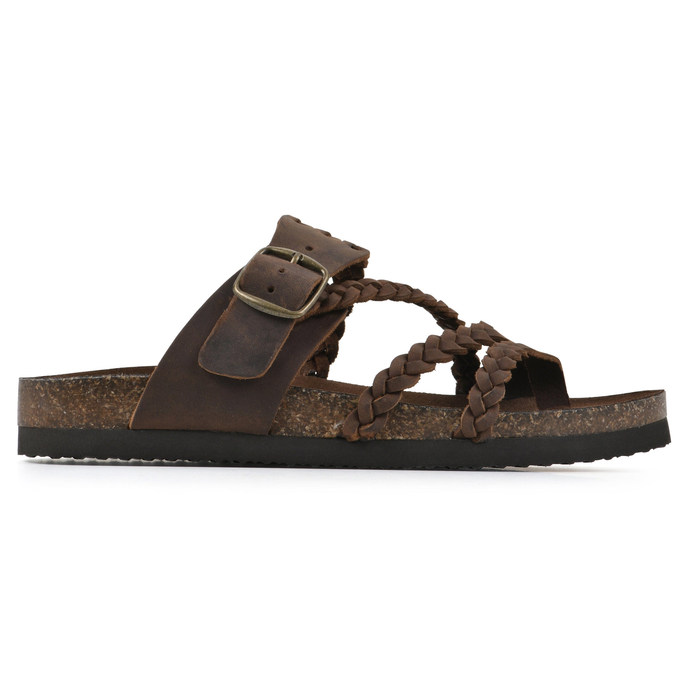 Sandali ortopedici con plantare comfort, suola spessa, cinturini intrecciati marrone