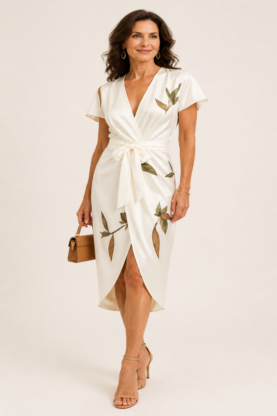 White Leaf Midi Dress