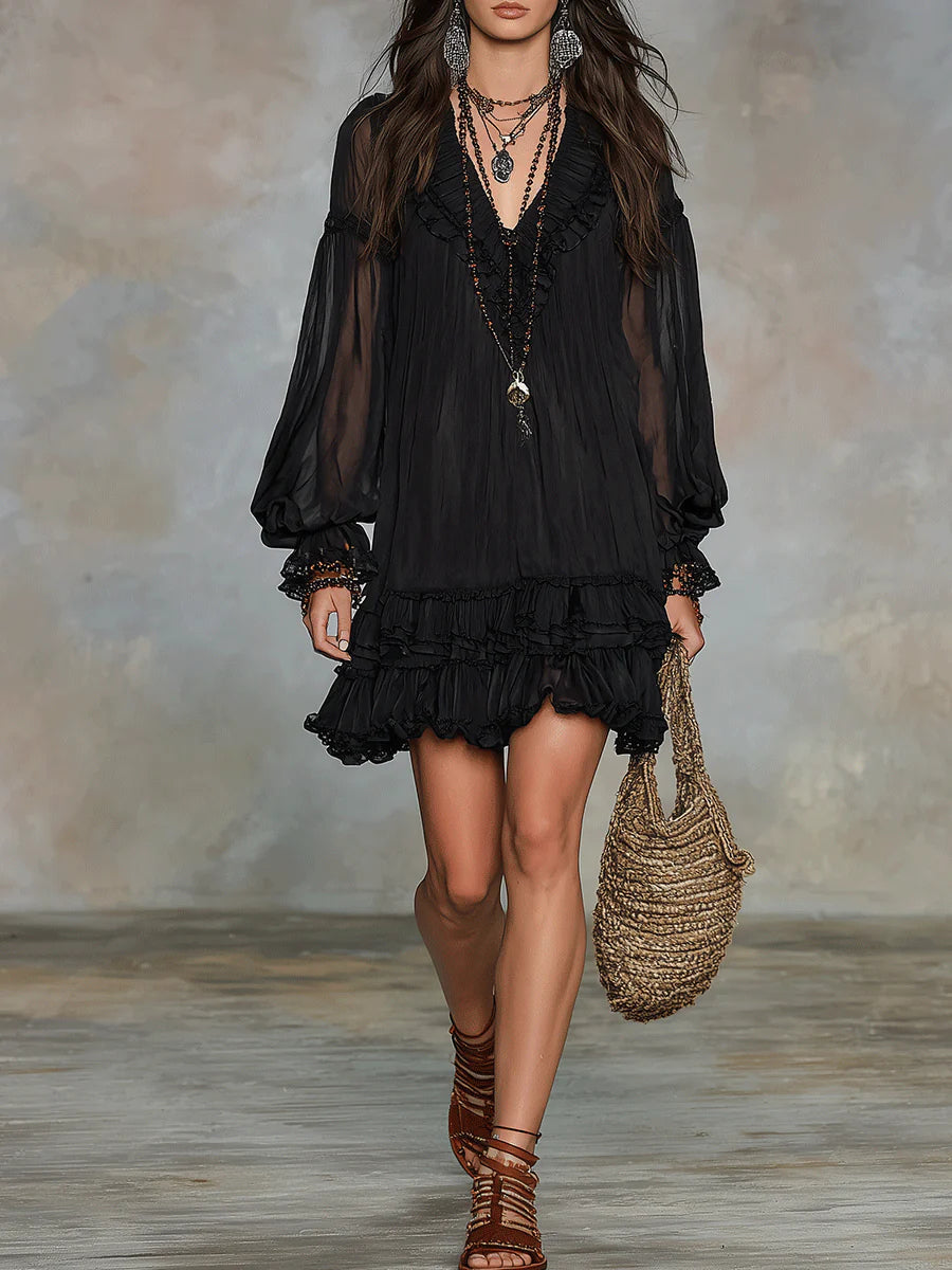 SHEILA | RUFFLE TRIM MINI DRESS