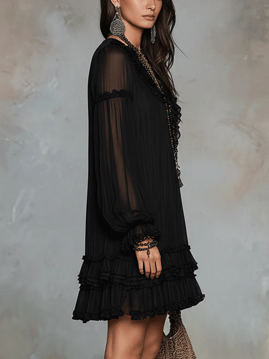 SHEILA | RUFFLE TRIM MINI DRESS