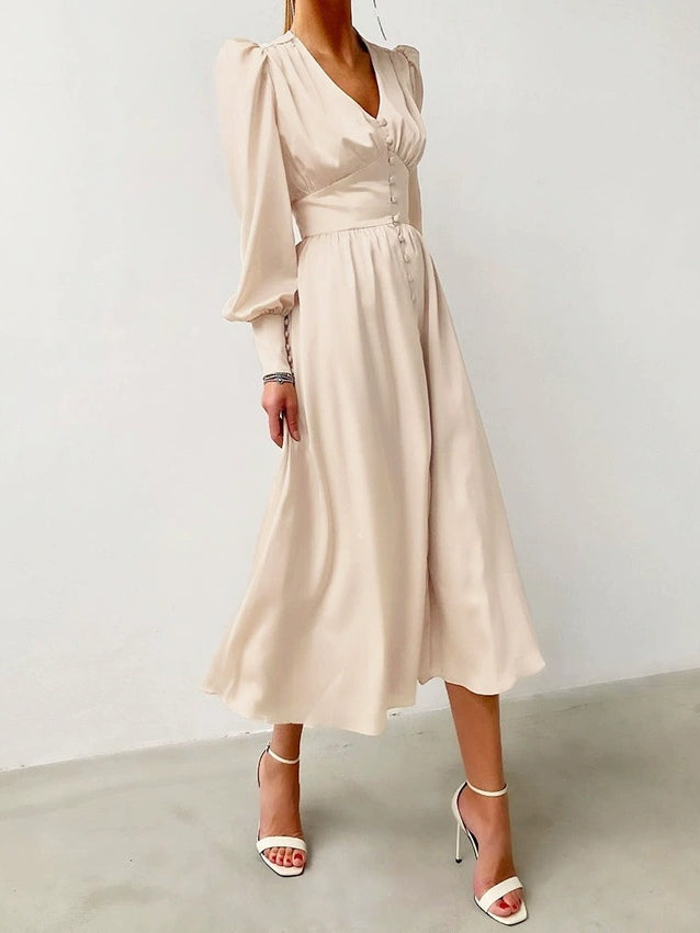 V Neck Midi Dress