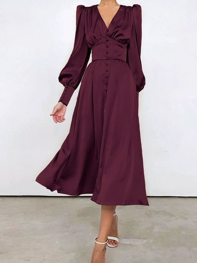 V Neck Midi Dress