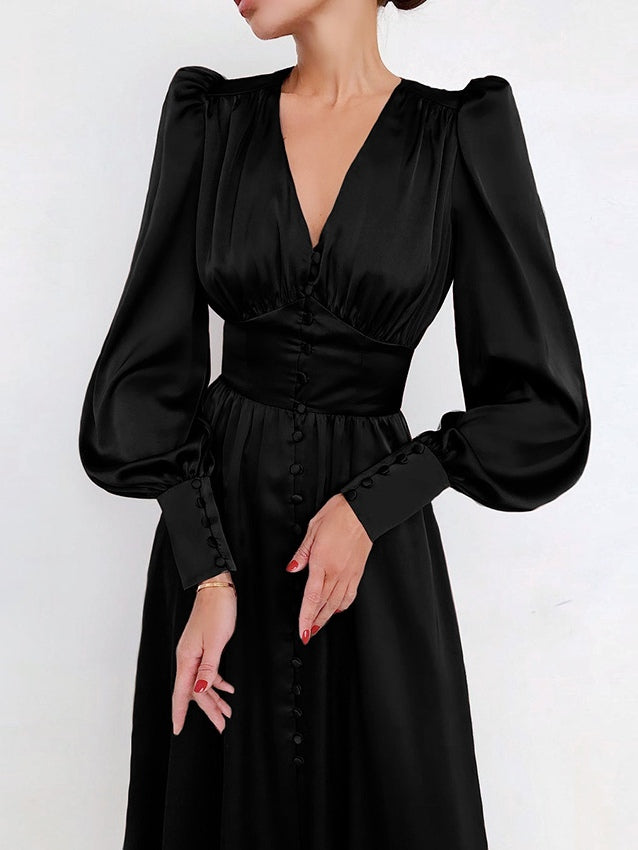 V Neck Midi Dress
