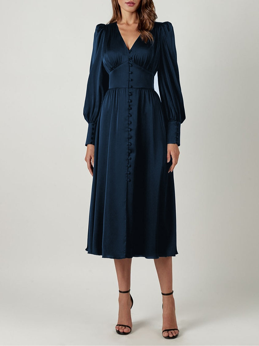 V Neck Midi Dress