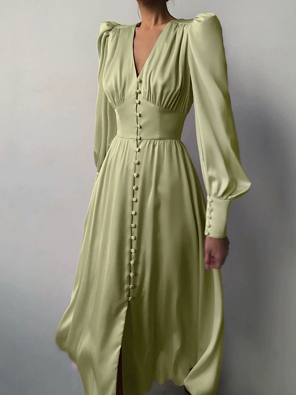 V Neck Midi Dress