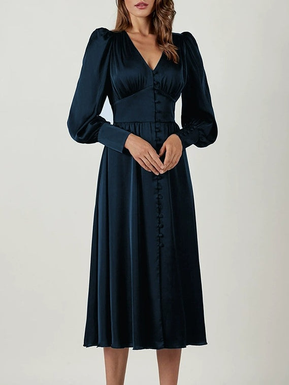 V Neck Midi Dress
