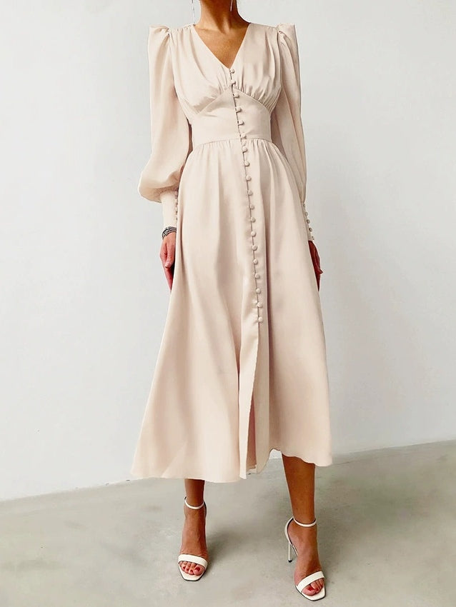 V Neck Midi Dress