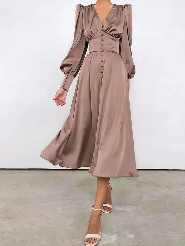 V Neck Midi Dress