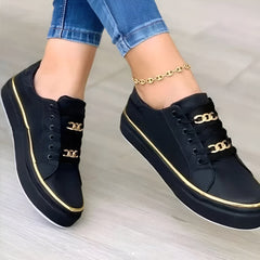 Women’s orthopaedic trainers, dark navy with gold trim and gold-tone lace details