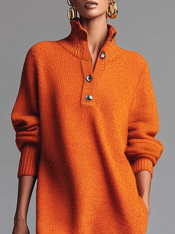 Orange Knit Midi Dress