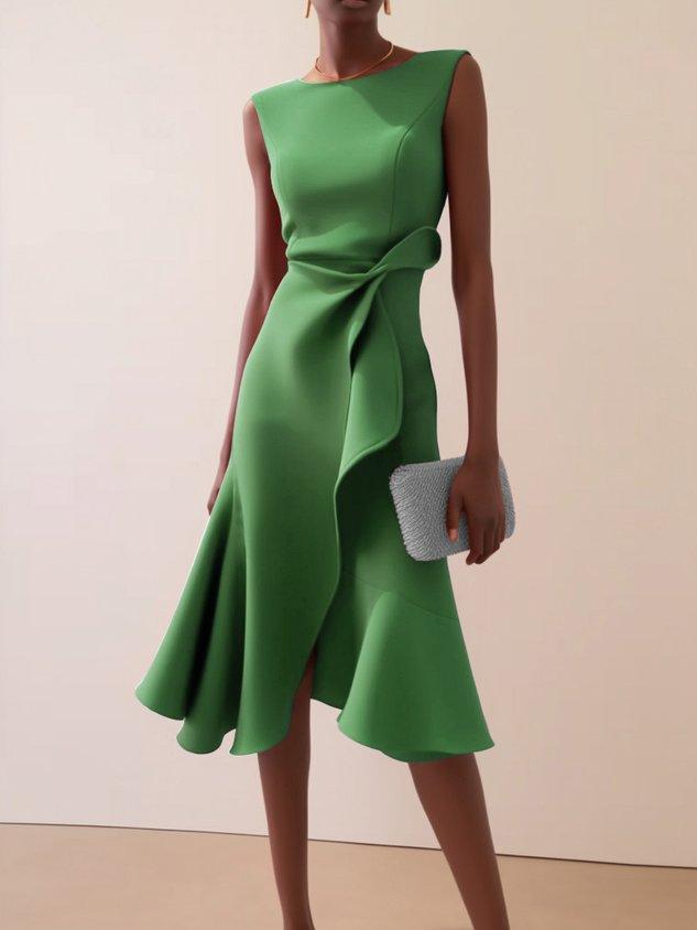 Sleeveless A-line Midi Dress