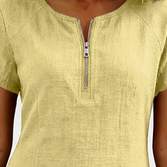 Abito in cotone verde chiaro con zip frontale a punto metallico