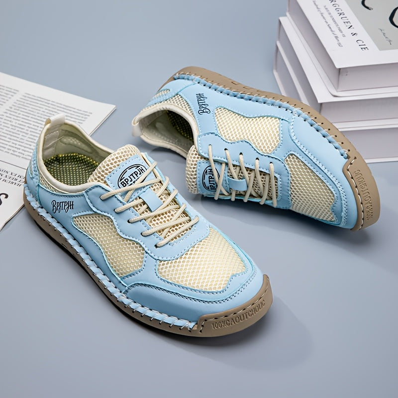Scarpe da ginnastica estive traspiranti leggere azzurre con lacci e suola in gomma