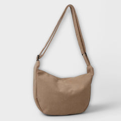 Alexa women’s shoulder bag, light brown corduroy hobo shape with cloud charm patch