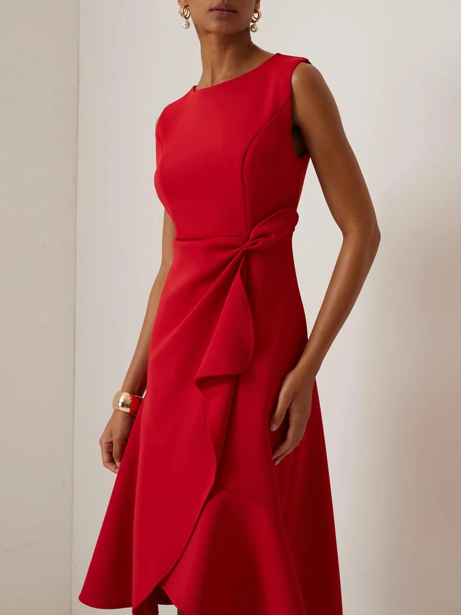 Sleeveless A-line Midi Dress