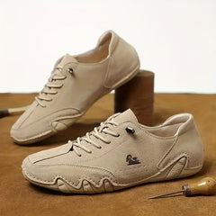 Scarpe ortopediche beige con lacci e suola ammortizzata sagomata