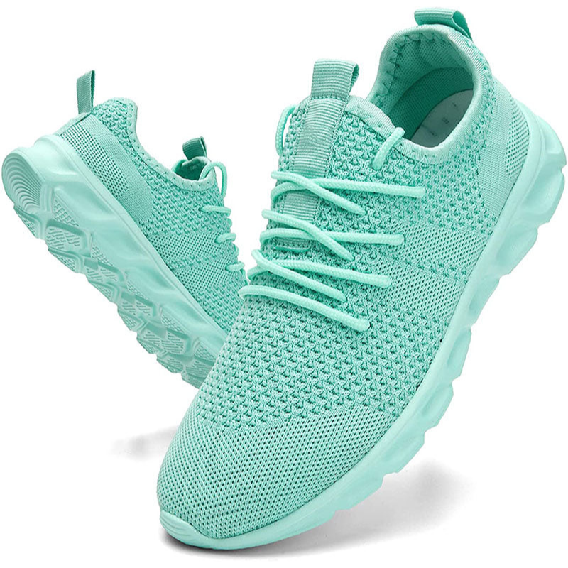 Scarpe comfort casual verde acqua con lacci e suola spessa in stile sportivo