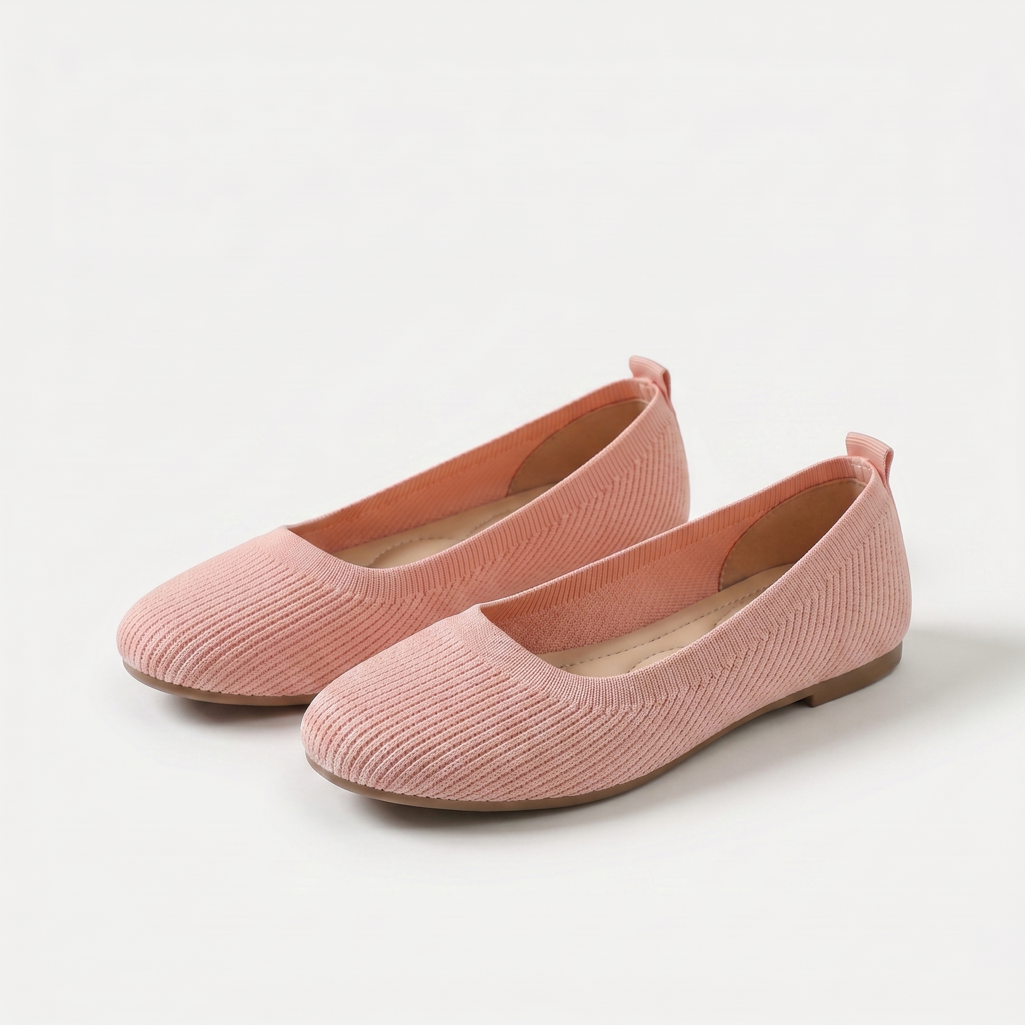Scarpe comfort Dario con tomaia in maglia rosa e punta tonda, tacco basso