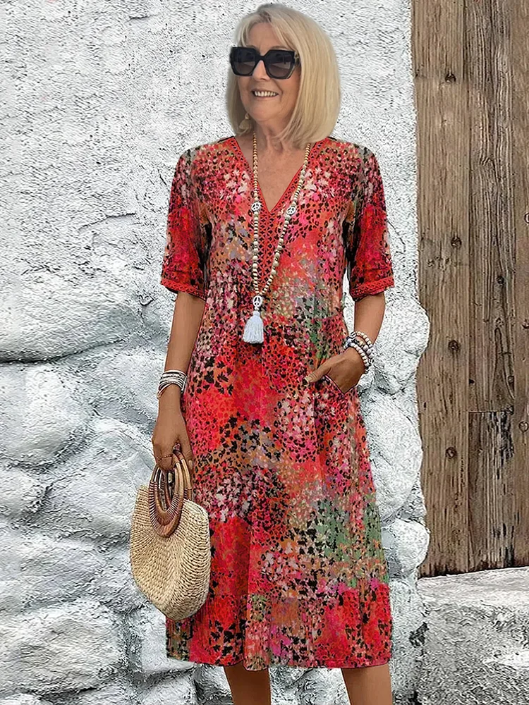RACHEL | ELEGANT PRINTED MIDI DRESS
