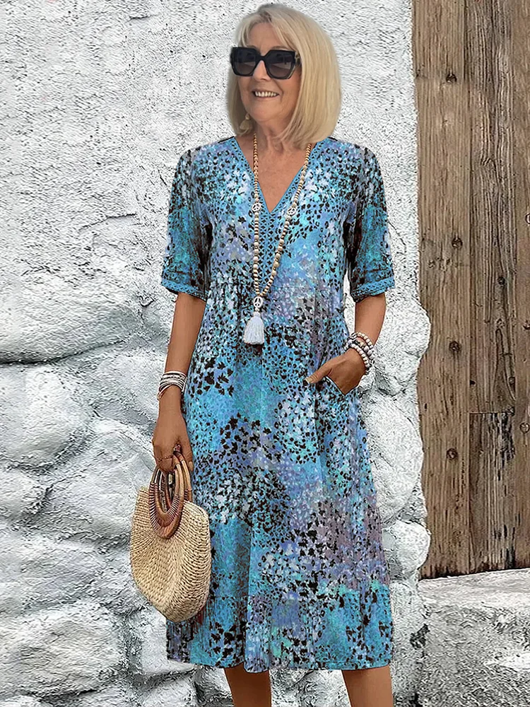 RACHEL | ELEGANT PRINTED MIDI DRESS