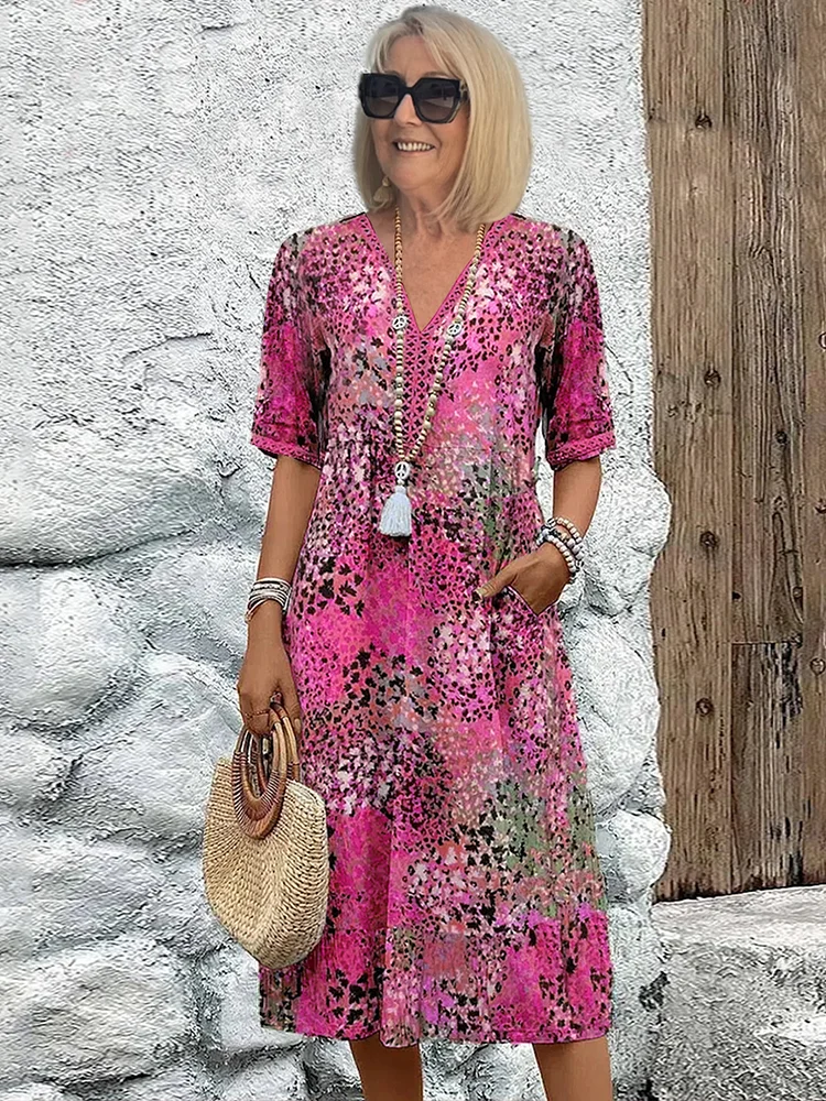 RACHEL | ELEGANT PRINTED MIDI DRESS