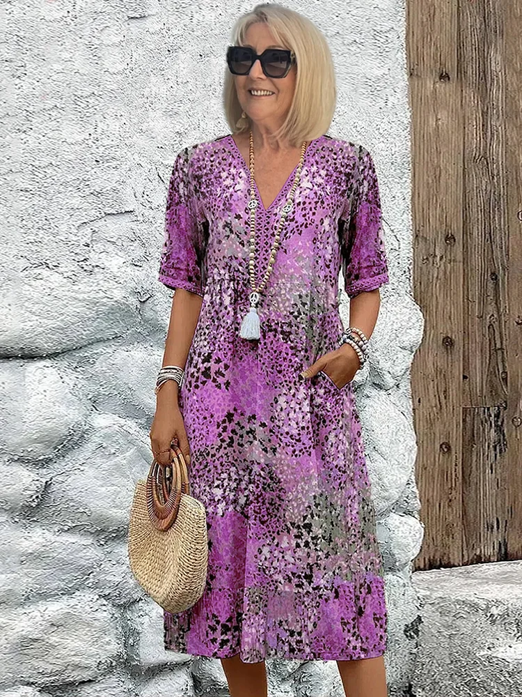 RACHEL | ELEGANT PRINTED MIDI DRESS