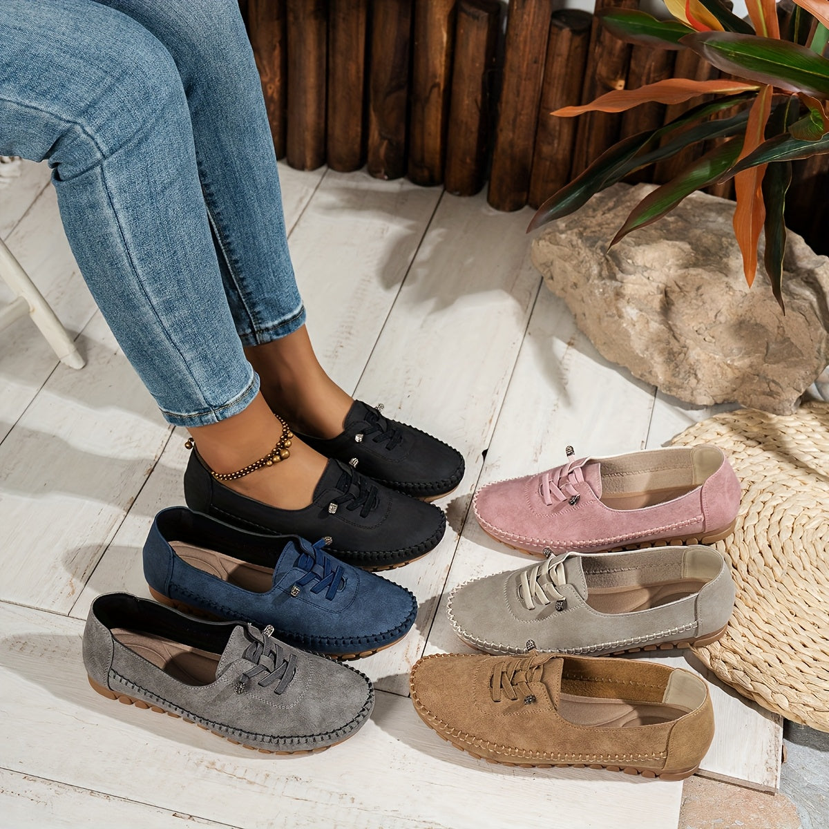 Mocassino flessibile comodo Ortelia in set di colori: nero, grigio, blu e beige