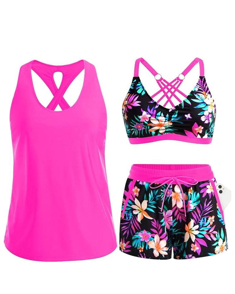 HARPER | THREE-PIECE TANKINI & COVER-UP SET