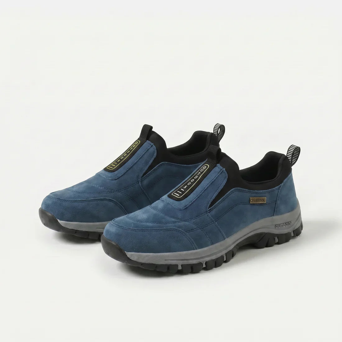 Scarpe comfort ortopediche blu con elastici e suola spessa antiscivolo