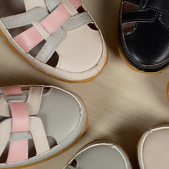 Sandali comfort Lea bianchi con inserti rosa e cinturini regolabili