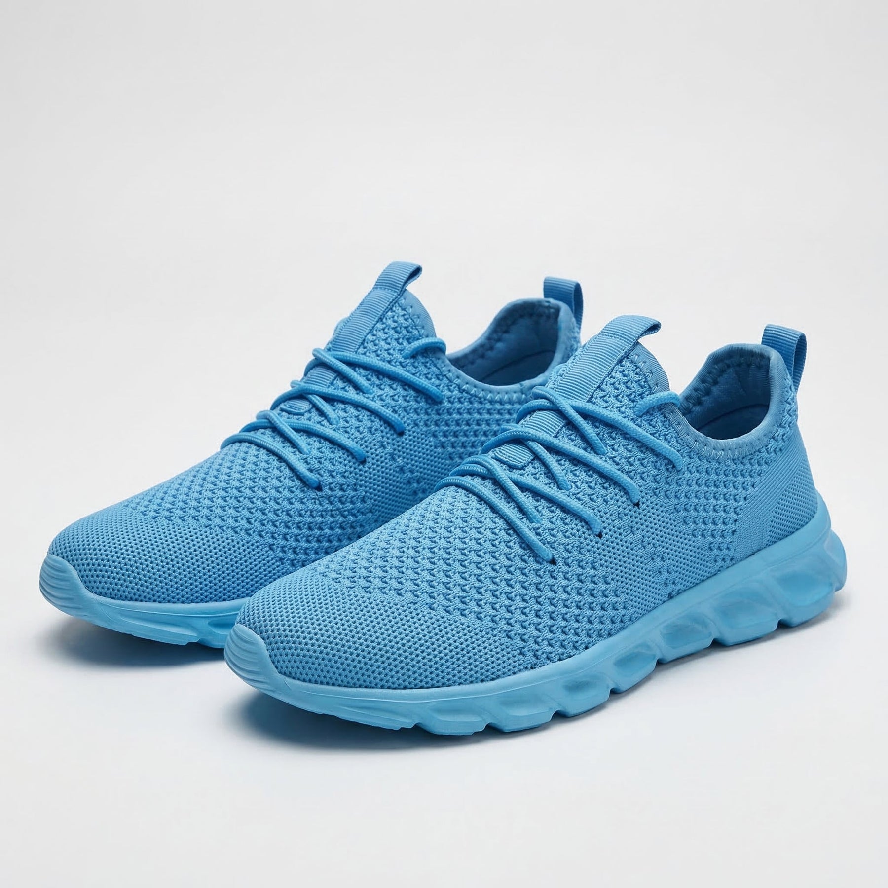 Scarpe comfort casual in tessuto azzurro, con lacci e suola ammortizzata
