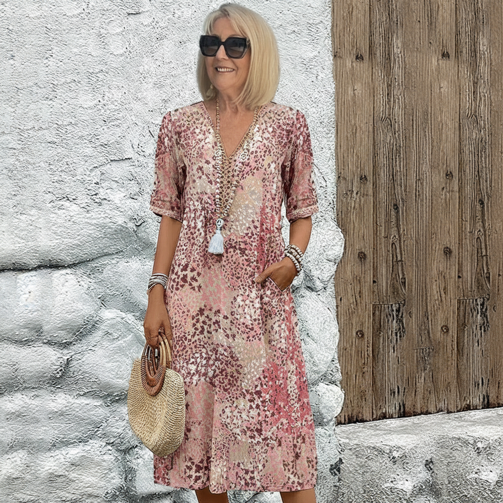 RACHEL | ELEGANT PRINTED MIDI DRESS