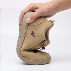 Scarpe ortopediche comode sabbia con cerniera laterale e imbottitura, suola ammortizzata