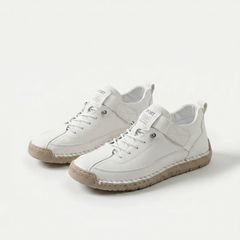 Sneaker ortopediche comode bianche con lacci, dettagli in pelle e suola ammortizzante