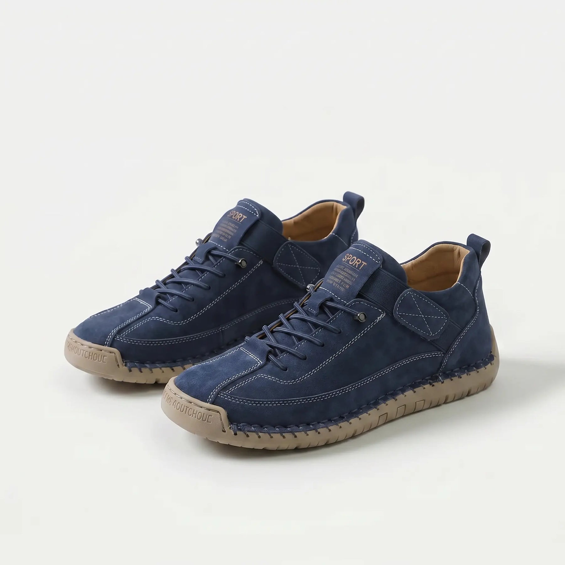 Scarpe ortopediche comode blu navy, lacci e suola ammortizzata